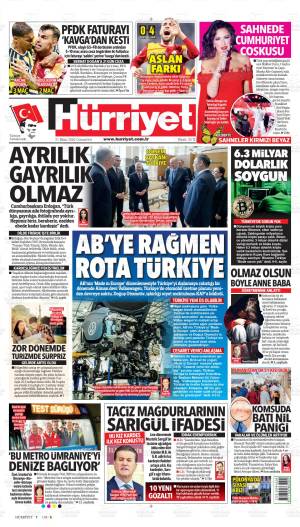 Hürriyet gazetesi 31 Ekim 2026 Cumartesi ilk sayfası
