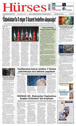 Hürses gazetesi 31 Ekim 2026 Cumartesi ilk sayfası