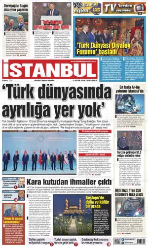 İstanbul gazetesi 31 Ekim 2026 Cumartesi ilk sayfası