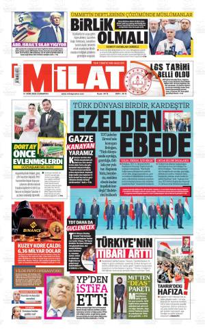 Milat gazetesi 31 Ekim 2026 Cumartesi ilk sayfası