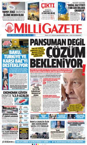 Milli Gazete gazetesi 31 Ekim 2026 Cumartesi ilk sayfası