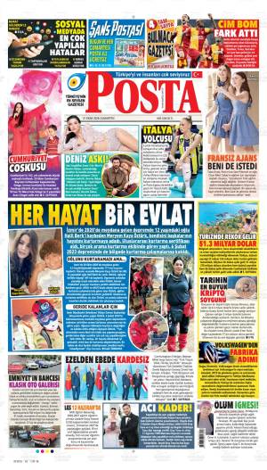 Posta gazetesi 31 Ekim 2026 Cumartesi ilk sayfası