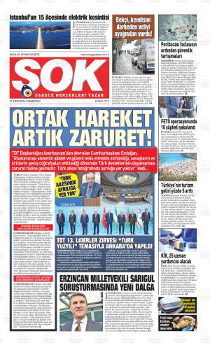 Şok gazetesi 31 Ekim 2026 Cumartesi ilk sayfası