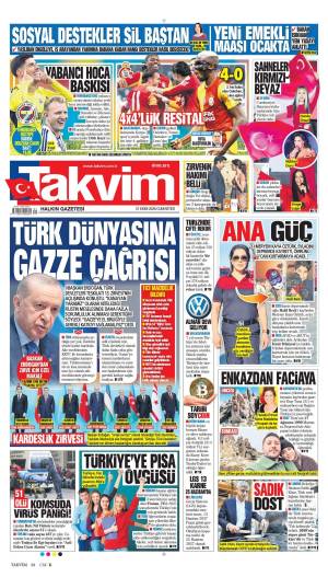 Takvim gazetesi 31 Ekim 2026 Cumartesi ilk sayfası